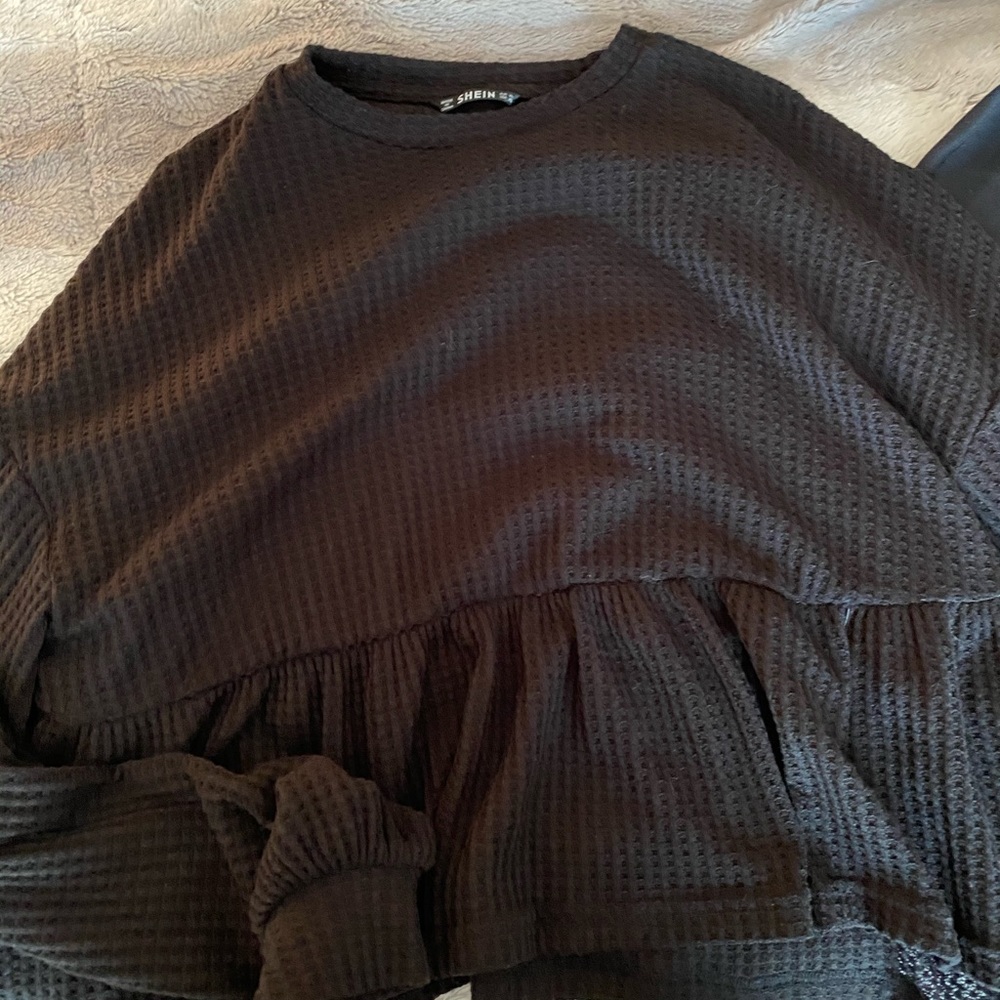 black shein babydoll long sleeve
